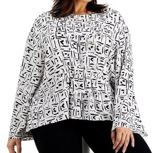 Alfani White Exotic Geo Blouse